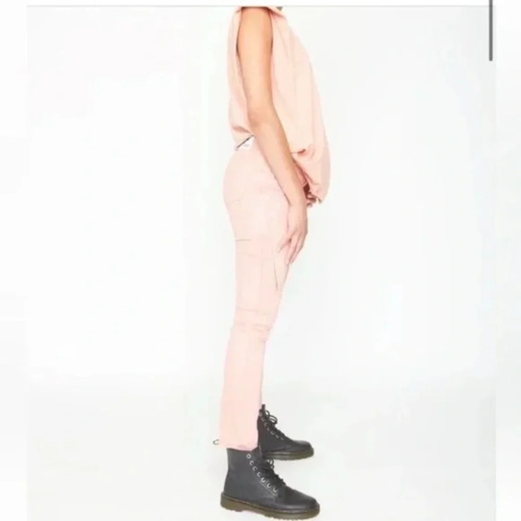 NWT Sandrine Rose Pink Embroidered Palm Tree Skinny High Waist Jeans Size 30 - Picture 2 of 8